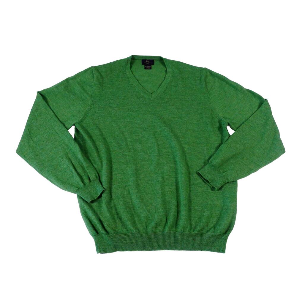 Brooks Brothers Merino Wool Vintage Hong Kong Green V-Neck Sweater Men's Large
